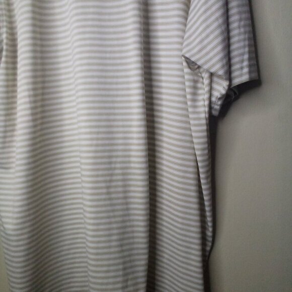 Pebble Beach Polo Shirt Men XXL Short Sleeve Performance Stripe White Tan - Picture 13 of 14